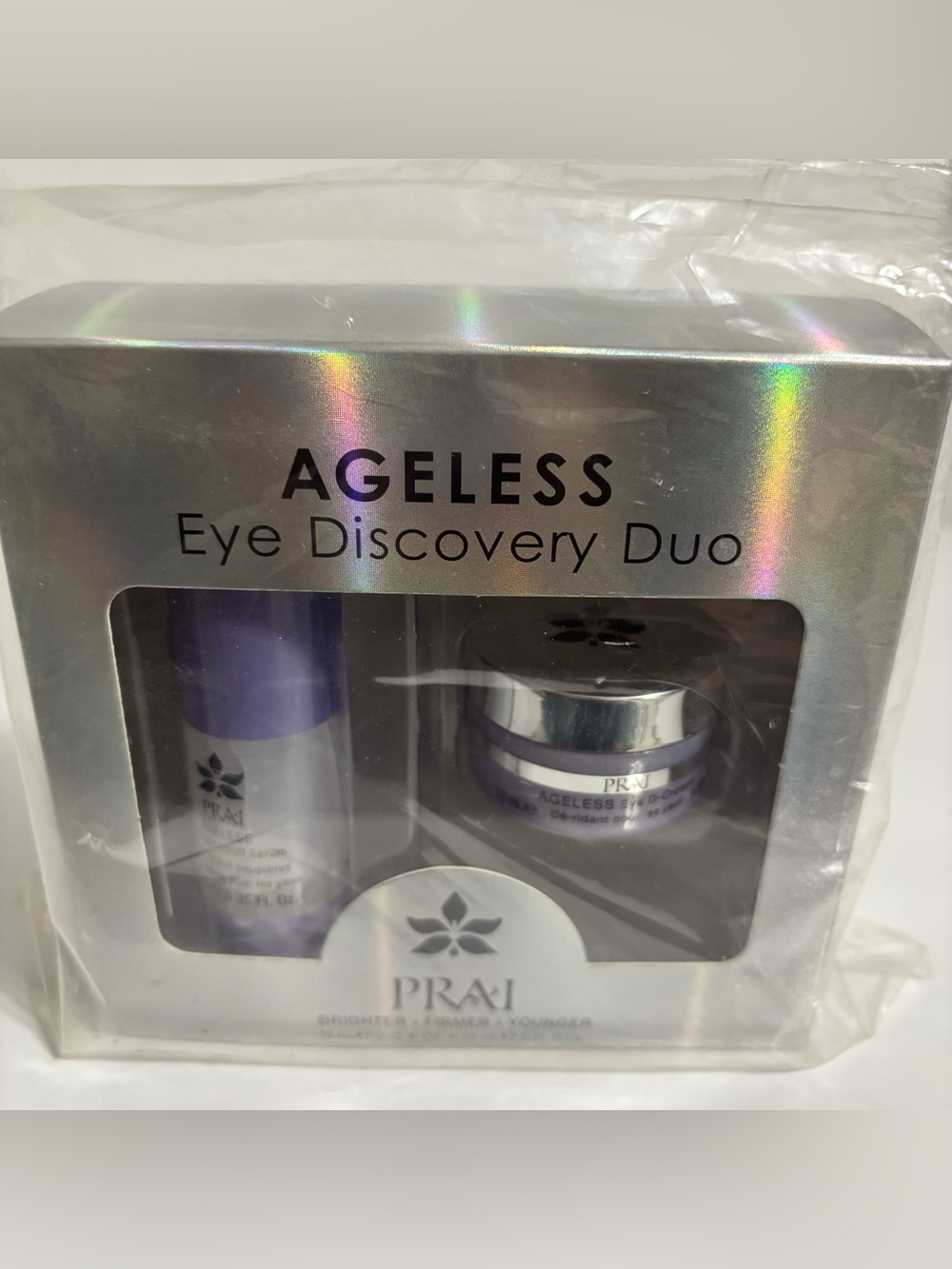 PRAI Ageless Eye Discovery Duo - Silver & Purple Packaging
